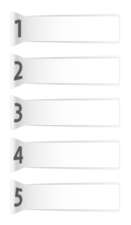 Numbered abstract white banners with shadows. Vector illustrationのイラスト素材