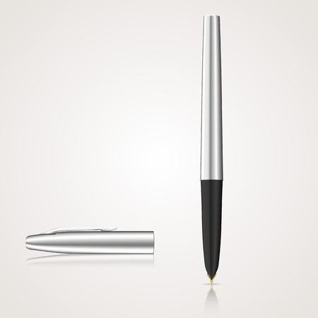 Silver Fountain Pen. のイラスト素材