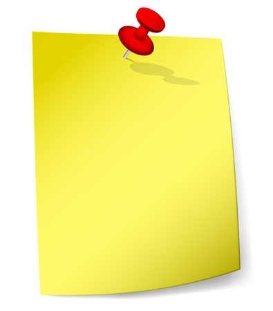 Blank yellow sticky note attached with red pin. のイラスト素材