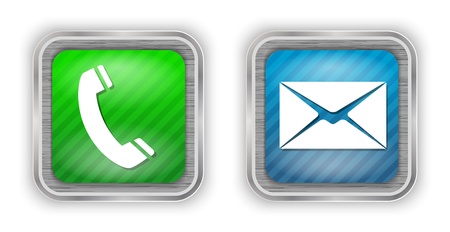 Phone and mail web design elements on brushed metal. のイラスト素材