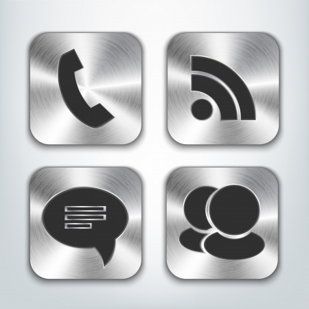 Communication brushed metal app icons.のイラスト素材