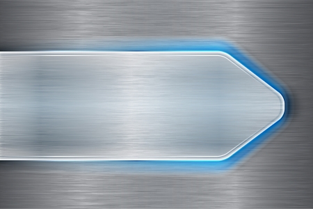 Brushed metal arrow with blue laser light on brushed metallic backdrop. Abstract background. Vector illustrationのイラスト素材