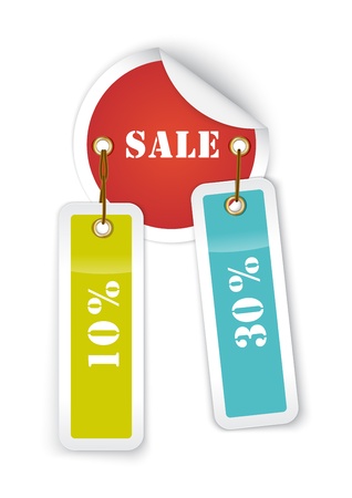 Sale sticker style sign with hanging labels のイラスト素材