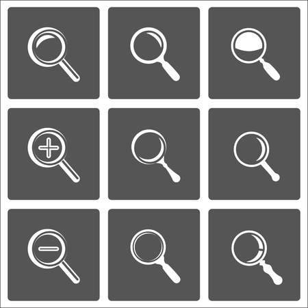 Zoom and magnifier signs. Vector illustrationのイラスト素材