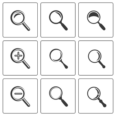 Zoom and magnifier signs. Vector illustrationのイラスト素材