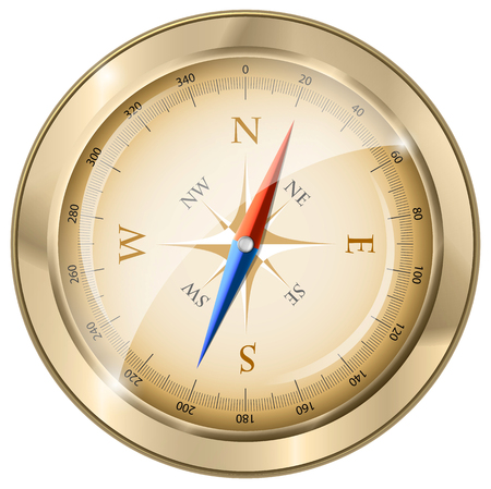 Glossy golden compass  Vector illustrationのイラスト素材