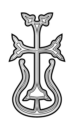 Traditional Armenian Apostolic Church cross clip art. Vector illustrationのイラスト素材