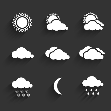 Flat design weather icons set. Vector Illustrationのイラスト素材