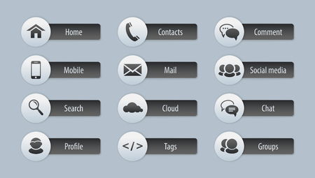 Web, communication icons with text labels: internet. Vector illustrationのイラスト素材