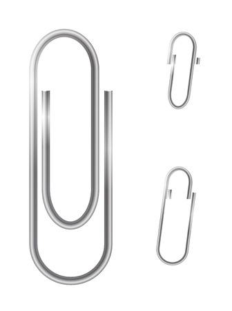 Paper clips isolated on white  Vector illustrationのイラスト素材