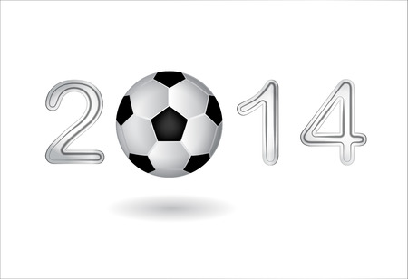 Soccer ball in 2014 digit on white. Vector illustrationのイラスト素材