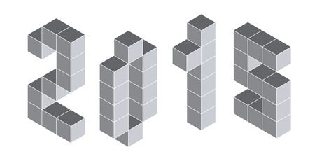 2015 digits from isometric cubes for calendarsのイラスト素材