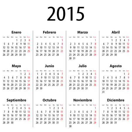 Spanish Calendar for 2015. Mondays first. Bold digits. Vector illustrationのイラスト素材