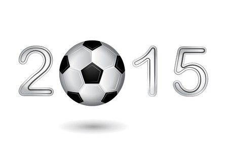 Soccer ball in 2015 digit on white. Vector illustrationのイラスト素材
