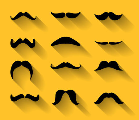 Collection of various type of mustaches with shadows  のイラスト素材