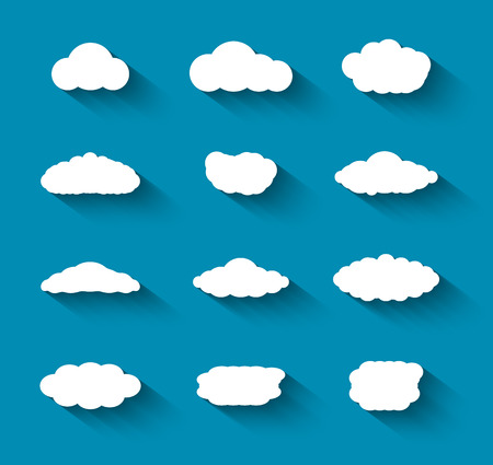 Flat design cloudscapes collection with shadows  のイラスト素材