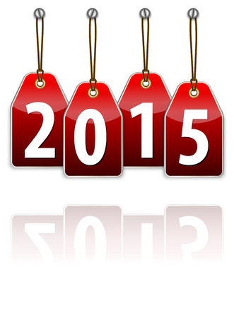 Red hanging tags with the 2015 year digits. Vector illustrationのイラスト素材