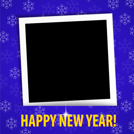 Happy New Year! greeting card with blank photo frame. Vector illustrationのイラスト素材