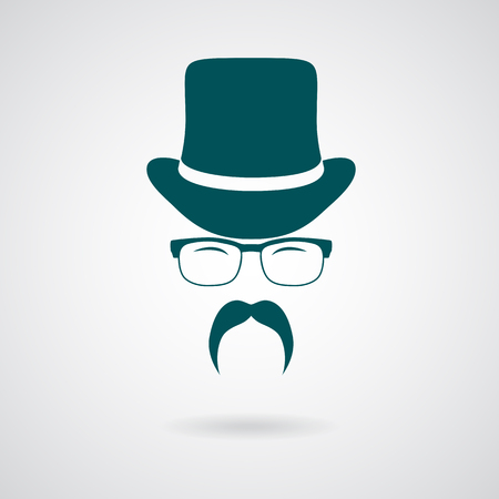 Vintage design elements set like person or gentleman (hats, eyeglasses, moustaches). Hipster fashion. Man style. Vector illustration. のイラスト素材
