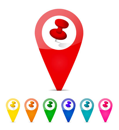 Abstract colorful labels with attached pins. Vector illustrationのイラスト素材