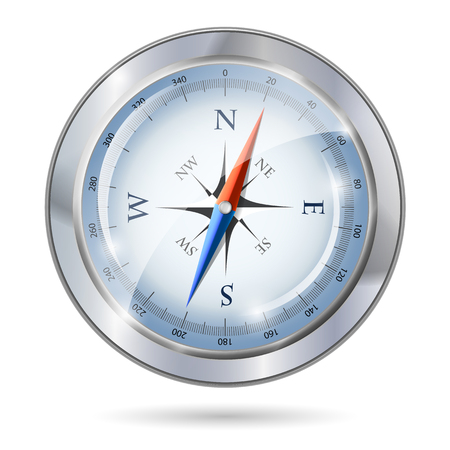 Glossy silver compass. Vector illustrationのイラスト素材