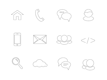 Web, communication icons in flat design: internet. Vector illustrationのイラスト素材