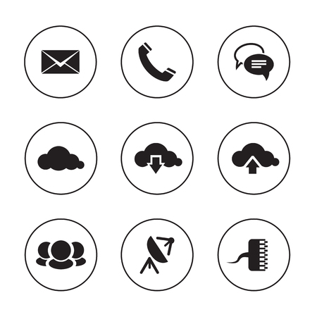 Communication icons on black and white backdrops. illustrationのイラスト素材