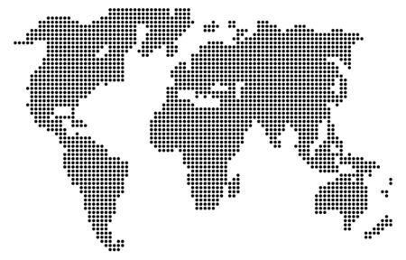 Abstract computer graphic World map of gray round dots. illustration of world mapのイラスト素材