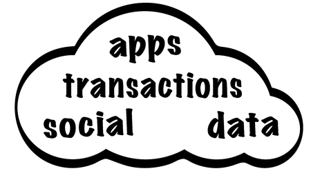 Flat design cloud computing concept with cloud shape for business projects and presentations. Abstract cloud with words for business projects and presentations.のイラスト素材