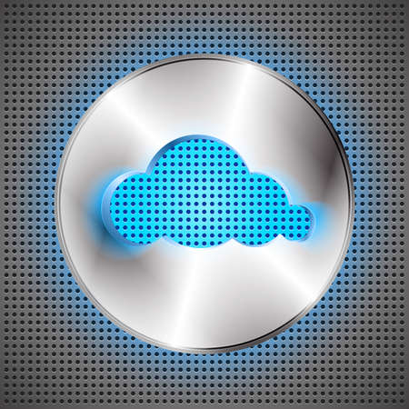 Cloud computing futuristic background. Technological perforated background with cloud button and cloud shape cut off.のイラスト素材