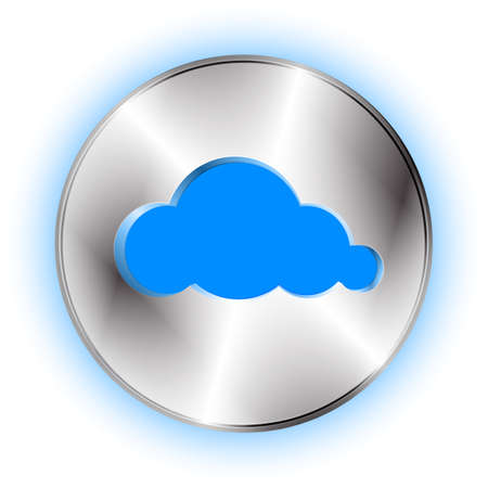 Cloud futuristic icon. Technological background with cloud button and cloud shape cut off.のイラスト素材