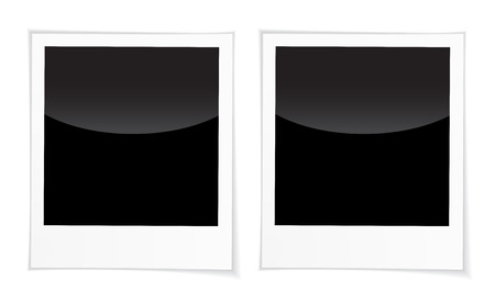 Retro photo frames isolated on white. Blank photo frames for inserting on black space any image you like: from traveling, memories, loving people, couples families and other.のイラスト素材