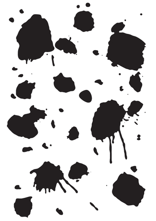 Grunge Ink Blots Brush Texture Isolated on White Background. Vector illustrationのイラスト素材