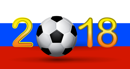 Soccer ball in 2018 digit on Russian flag background. Useful for calendar or general needs for sport and hobby banners. Vector illustrationのイラスト素材