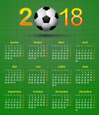 French calendar 2018 Soccer football theme.のイラスト素材