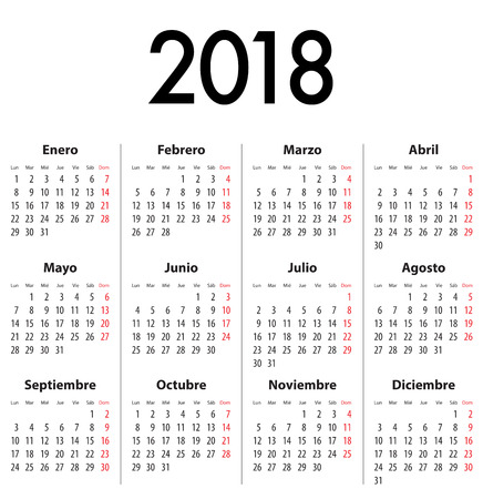 Spanish calendar for 2018.のイラスト素材