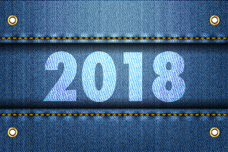 2018 digits on Blue jeans background. 2018 calendar title or calendar head for any needs. Vector illustrationのイラスト素材