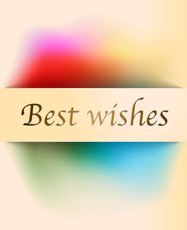 Banner with metallic Best wishes and multicolored pastel gradient. Vector illustrationのイラスト素材