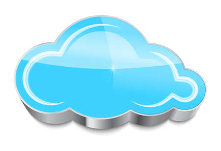 Cloud computing concept: glossy blue cloud icon isolated on white background. Vector illustrationのイラスト素材