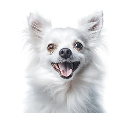Cute white chihuahua dog isolated on white background.の素材