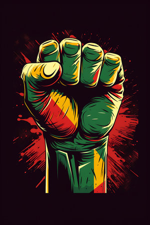 Fist with flag of Belgium on a grunge background, Vector illustration ai generatedの素材