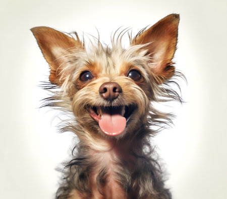 Yorkshire Terrier portrait on white background. Close-up ai generatedの素材