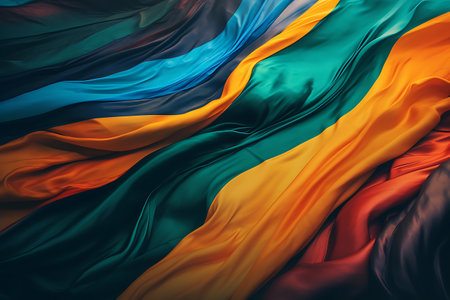 Closeup of rippled silk flag, 3d rendering ai generatedの素材