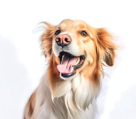 Portrait of a happy dog. Isolated on white background ai generatedの素材