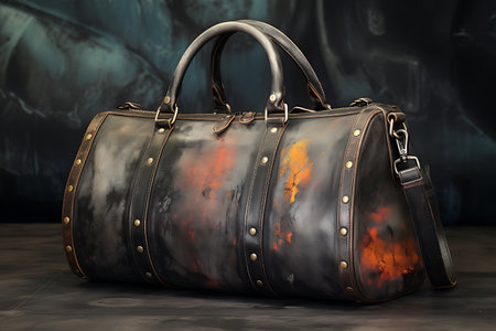 Ladies leather bag on a dark background ai generatedの素材