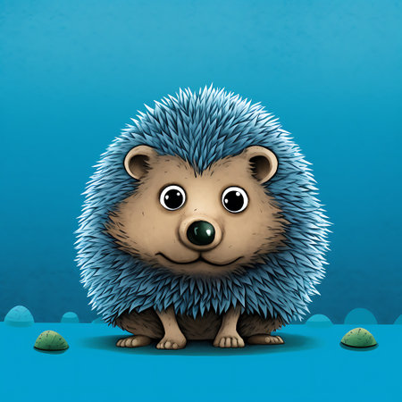 hedgehog on a blue background, 3d illustration for children ai generatedの素材