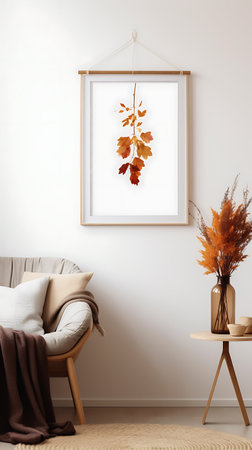 Mock up poster frame in scandinavian interior background, 3d render ai generatedの素材