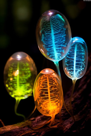 Background with glowing lights ai generatedの素材