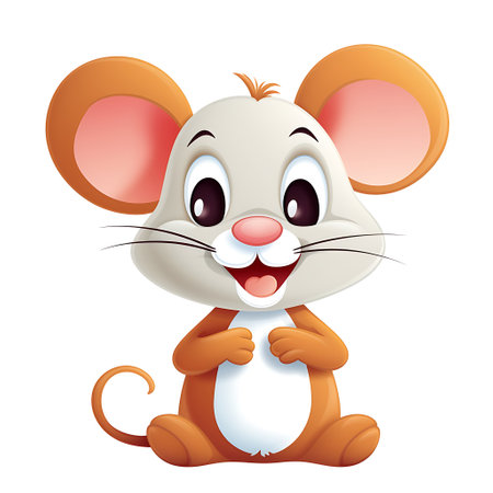 Cute cartoon mouse isolated on white background ai generativeの素材