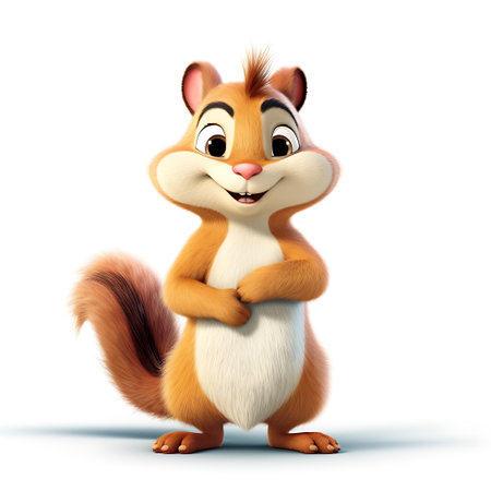 3d rendered illustration of a squirrel cartoon character with a happy expression ai generativeの素材